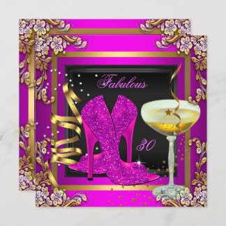 Fabulous 30 Pink Gold Birthday Party Invitation
