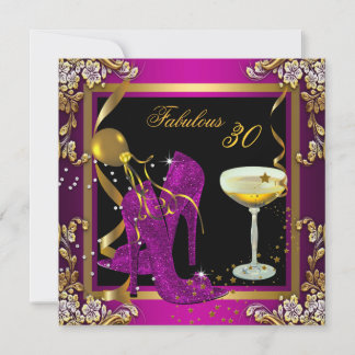 Fabulous 30 Plum Pink Gold Birthday Party Invitation