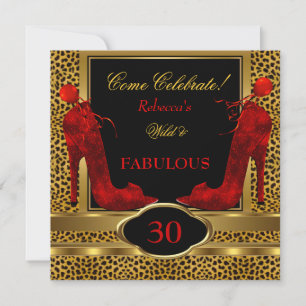 Fabulous 30 Wild Leopard Red Cheetah Heels Invitation