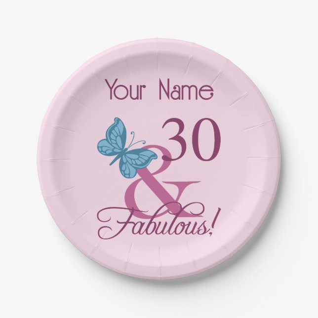 Fabulous 30th Birthday Paper Plates (Front)