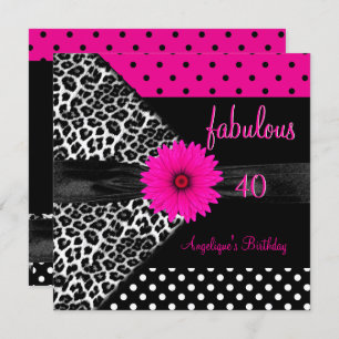 fabulous 40 Birthday Zebra Spot Polka Dot Invitation