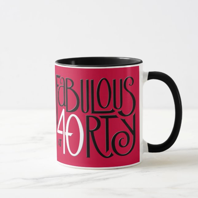 Fabulous 40 black white red Mug (Right)