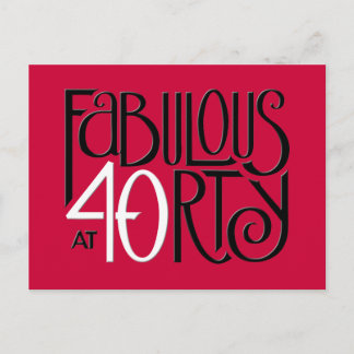 Fabulous 40 black white red Postcard