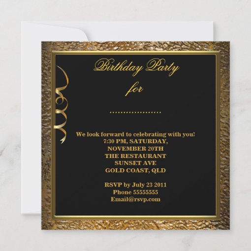 Fabulous 40 Celebration Gold Black Birthday Party Invitation | Zazzle