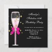 Fabulous 40 Hot Pink Glitter Heels Birthday Party Invitation (Back)