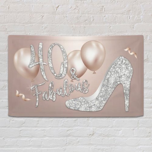 Fabulous 40 Modern Rose Gold Girl 40th Birthday Banner