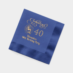 Fabulous 40 (or any Age) Mermaid Moon Birthday Foil Napkins
