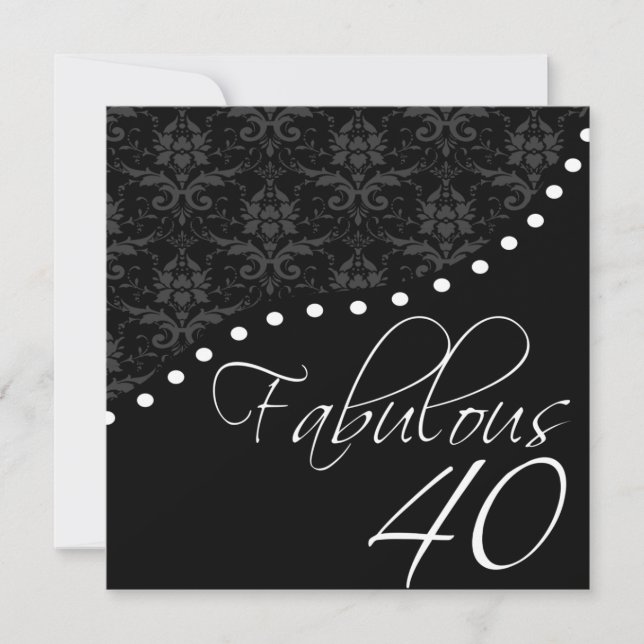 Fabulous 40 Personalized Black Birthday Party Invitation (Front)