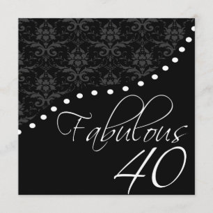 Fabulous 40 Personalized Black Birthday Party Invitation