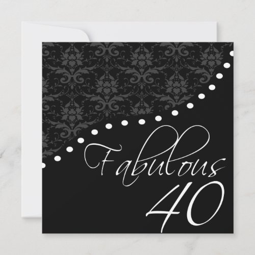 Fabulous 40 Personalized Black Birthday Party Custom Invite