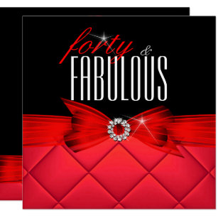 red and black 40th birthday invitations zazzle