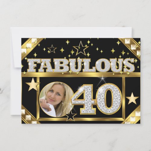 Fabulous 40 Retro Glamour Hollywood Gold Photo 4 Invitation