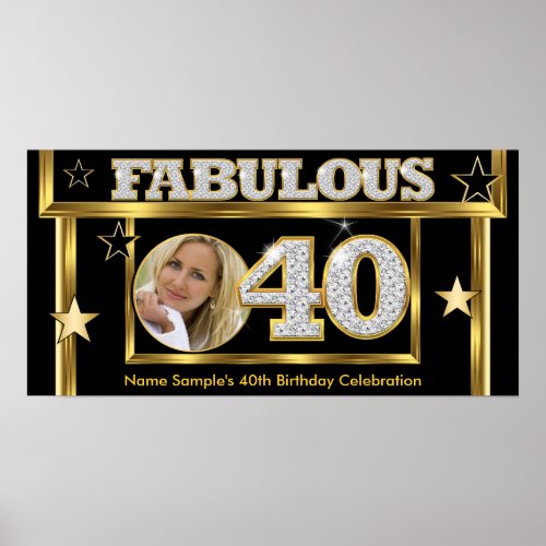 Fabulous 40 Retro Glamour Hollywood Gold Photo Poster