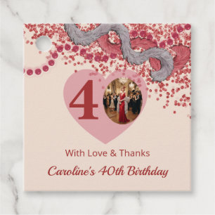 Fabulous 40th Birthday Custom Photo Heart Gift Favor Tags