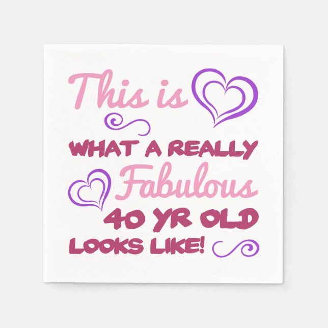 Fabulous 40th Birthday For Women Napkins (Front)