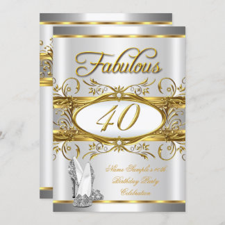 Fabulous 40th Birthday Gold Silver High Heels 40 Invitation