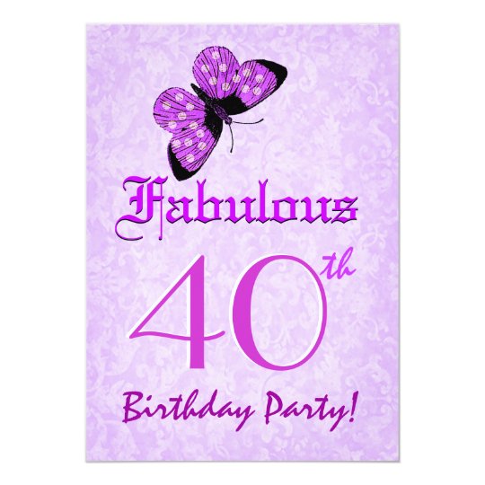 Fabulous 40th Birthday Lavender Butterflies W1803 Card