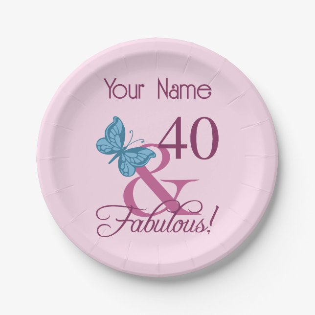 Fabulous 40th Birthday Paper Plates (Front)