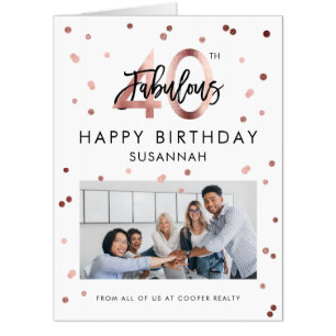 Fabulous 40th Birthday Rose Gold Dots Photo JUMBO Card