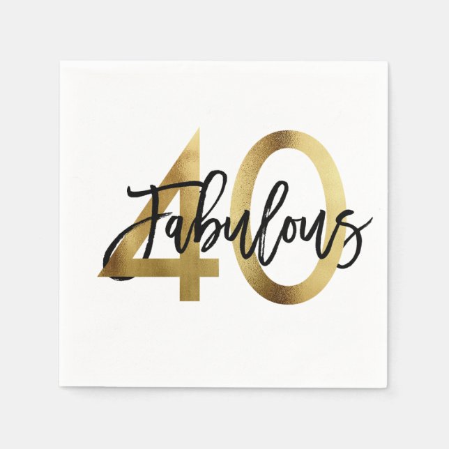 Fabulous 40th | Modern Elegant Chic Gold Birthday Napkins (Front)