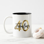 Fabulous 40th | Modern Elegant Chic Gold Birthday Two-Tone Coffee Mug<br><div class="desc">Celebrate your fabulous chic 40th Birthday with this modern,  elegant mug with brush hand lettering and faux gold / black design. Interior color can be changed below. Part of the "Fabulous 40th" collection.</div>