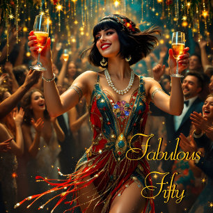 Fabulous 50 1920’ Art deco Woman flapper Invitation