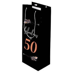 Fabulous @ 50 50th Birthday Party Bohemian Arrows Wine Gift Bag