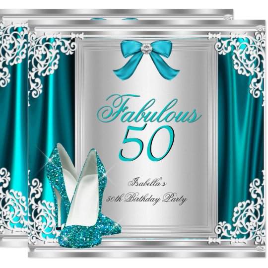 Fabulous 50 50th Birthday Party Teal Shoes Invitation Zazzle Com