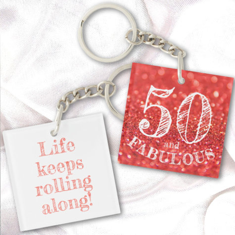 Fabulous 50 Birthday Coral Glitter Double Sided