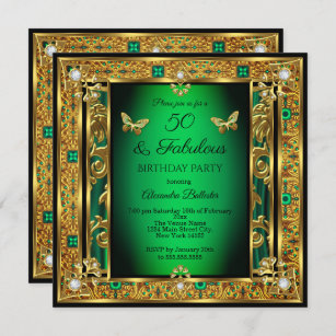 Emerald Green And Gold Birthday Invitations & Invitation Templates | Zazzle