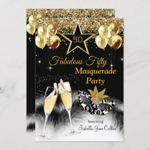 Fabulous 50 Birthday Masquerade Party  Invitation