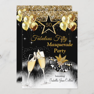 Fabulous 50 Birthday Masquerade Party Invitation
