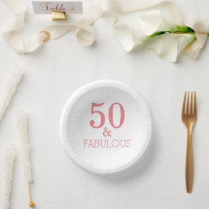 Fabulous 50 Birthday Party Coral Pink Custom Color Paper Bowls