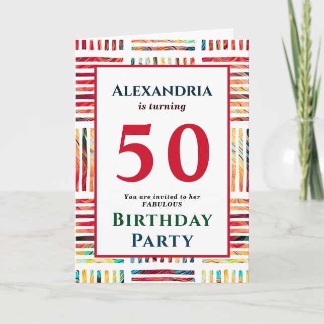Fabulous 50 Birthday Photo Invite Personalize (Front)
