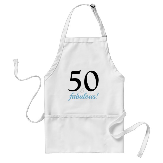 Fabulous 50 Blue 50th Birthday Party Adult Apron (Front)