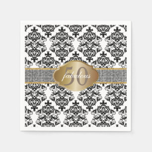 Fabulous 50 Classic Damask Silver Glitter Belt Paper Napkins
