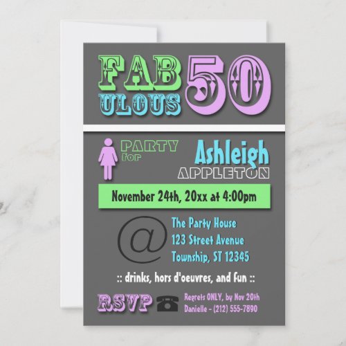 FABULOUS 50 _ Cool Modern Birthday Invitations