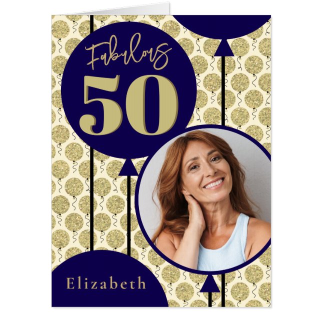  Fabulous 50 Custom Name Birthday Big Card (Front)