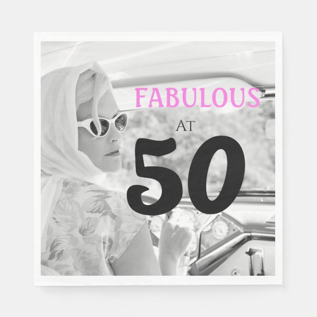 Fabulous 50  Customize With Photo Birthday Party Napkins (Front)