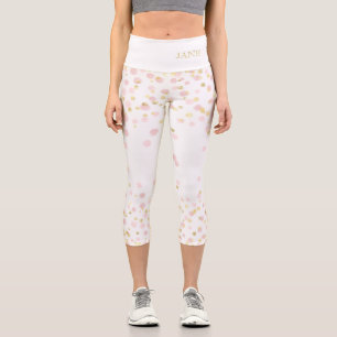 Fabulous & 50 Elegant Birthday Girl Gold Pink  Tan Capri Leggings