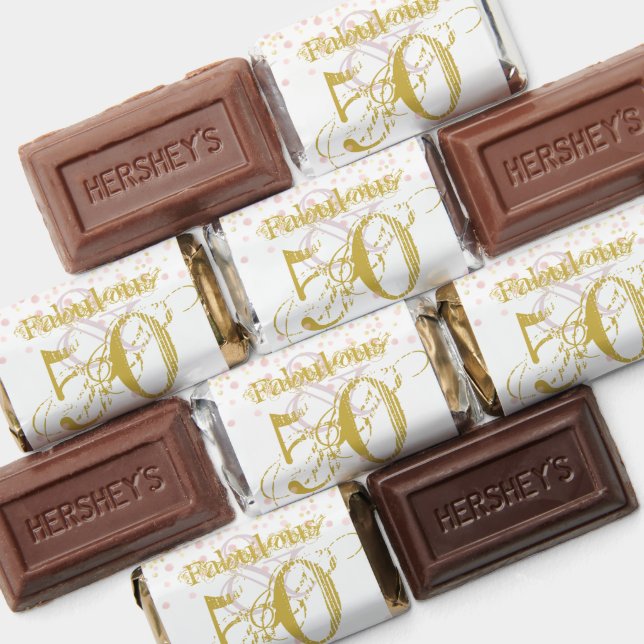 Fabulous & 50 Elegant Birthday Gold Pink Celebrate Hershey's Miniatures (Assorted)