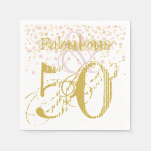 Fabulous & 50 Elegant Birthday Gold Pink Napkins