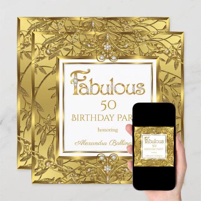 Fabulous 50 Elegant Elite Gold Birthday Party Invitation | Zazzle