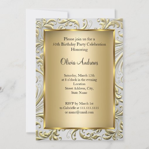 Fabulous 50 Elegant Gold Bow Diamond Invitation | Zazzle