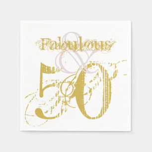 Fabulous & 50 Elegant Gold Pink Birthday Her Napkins