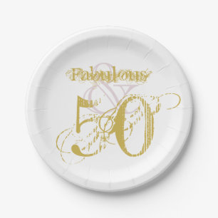 Fabulous & 50 Elegant Gold Pink Birthday  Paper Pl Plates