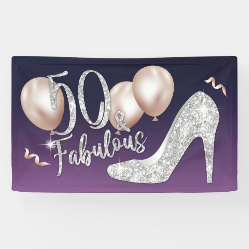Fabulous 50 Elegant Purple Girl 50th Birthday Banner