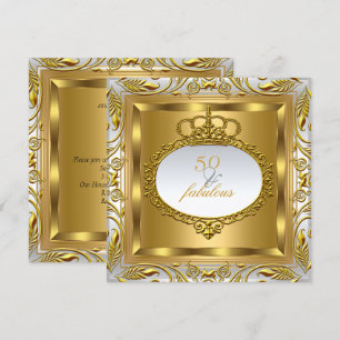 Fabulous 50 Elite Elegant Gold Silver Birthday Invitation
