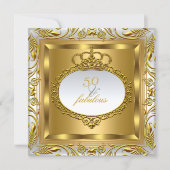 Fabulous 50 Elite Elegant Gold Silver Birthday Invitation (Front)