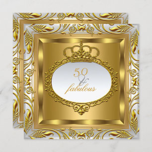 Fabulous 50 Elite Elegant Gold Silver Birthday Invitation